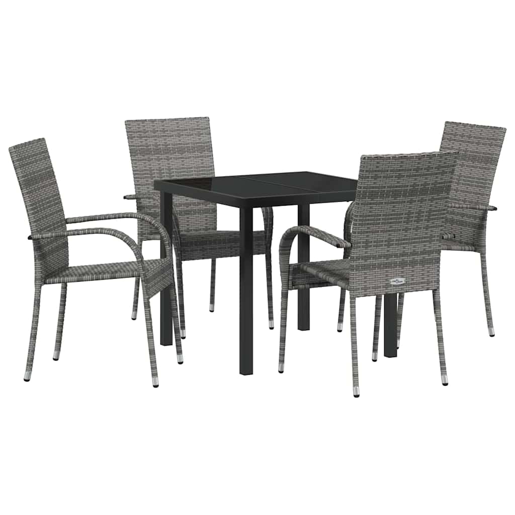 Hage Spisegruppe 5 pcs Grå Pulverlakkert stål