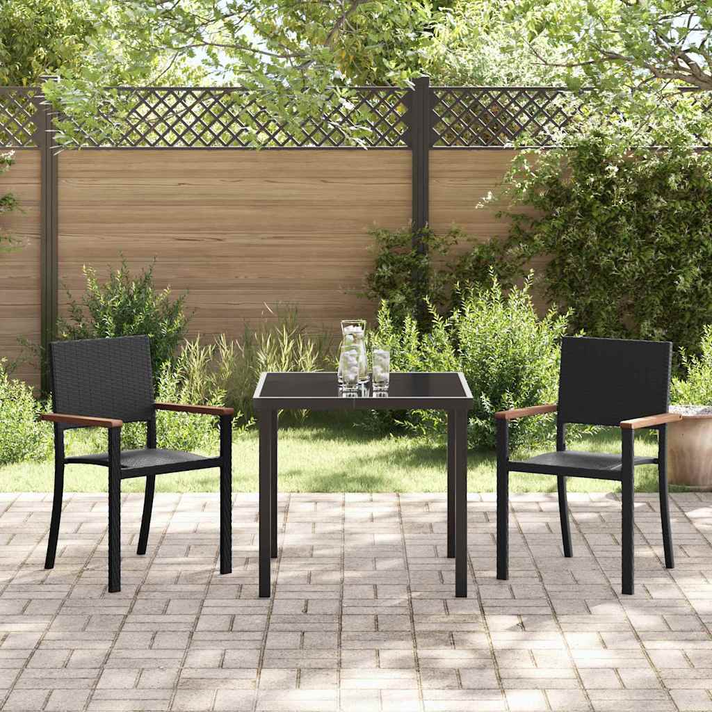 Hage Spisegruppe 3 pcs Svart Pulverlakkert stål