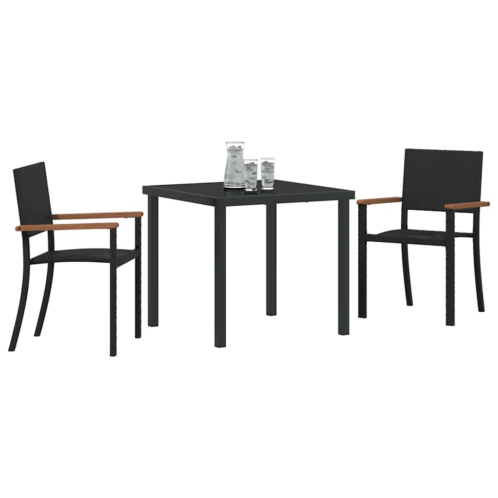Hage Spisegruppe 3 pcs Svart Pulverlakkert stål
