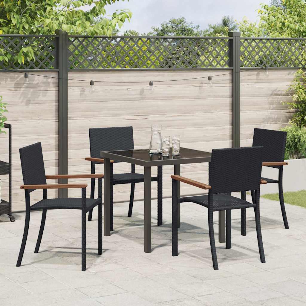 Hage Spisegruppe 5 pcs Svart Pulverlakkert stål