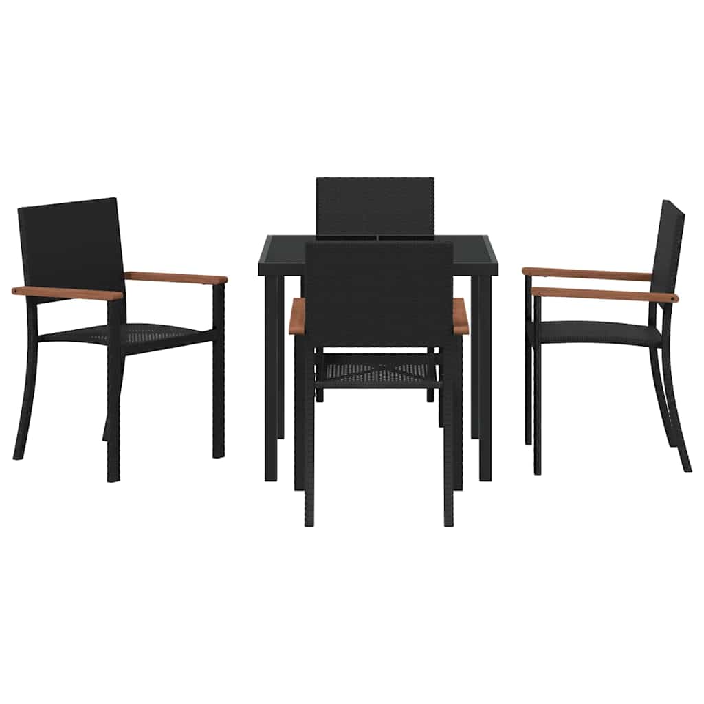 Hage Spisegruppe 5 pcs Svart Pulverlakkert stål