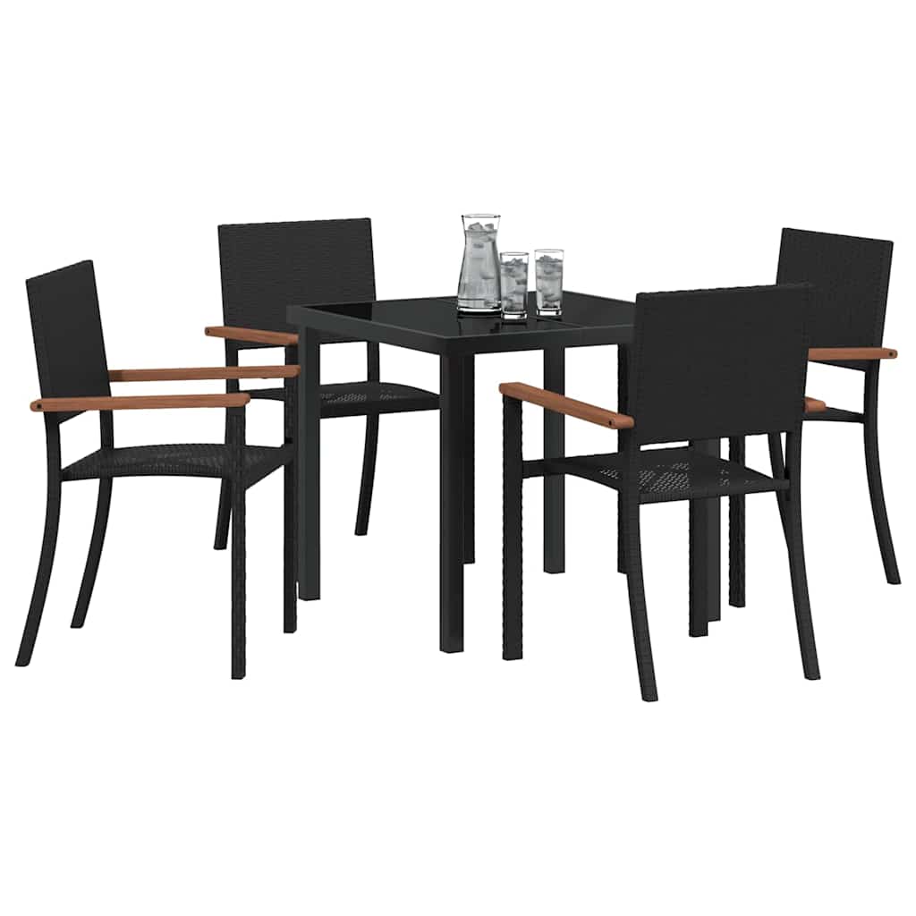 Hage Spisegruppe 5 pcs Svart Pulverlakkert stål