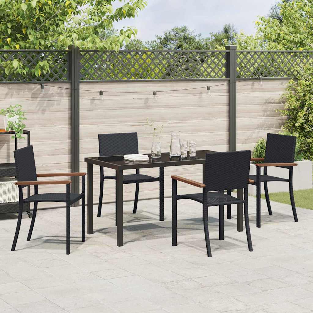 Hage Spisegruppe 5 pcs Svart Pulverlakkert stål