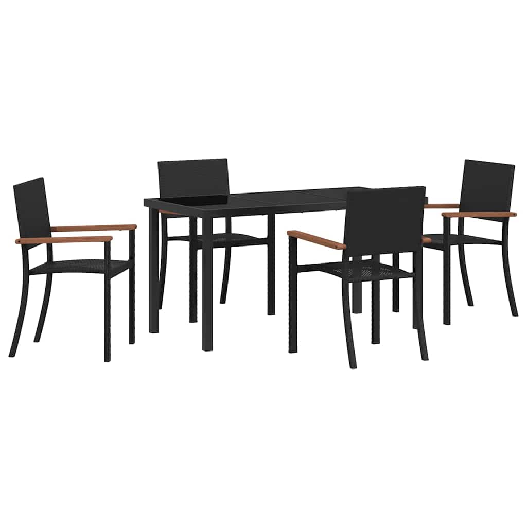 Hage Spisegruppe 5 pcs Svart Pulverlakkert stål