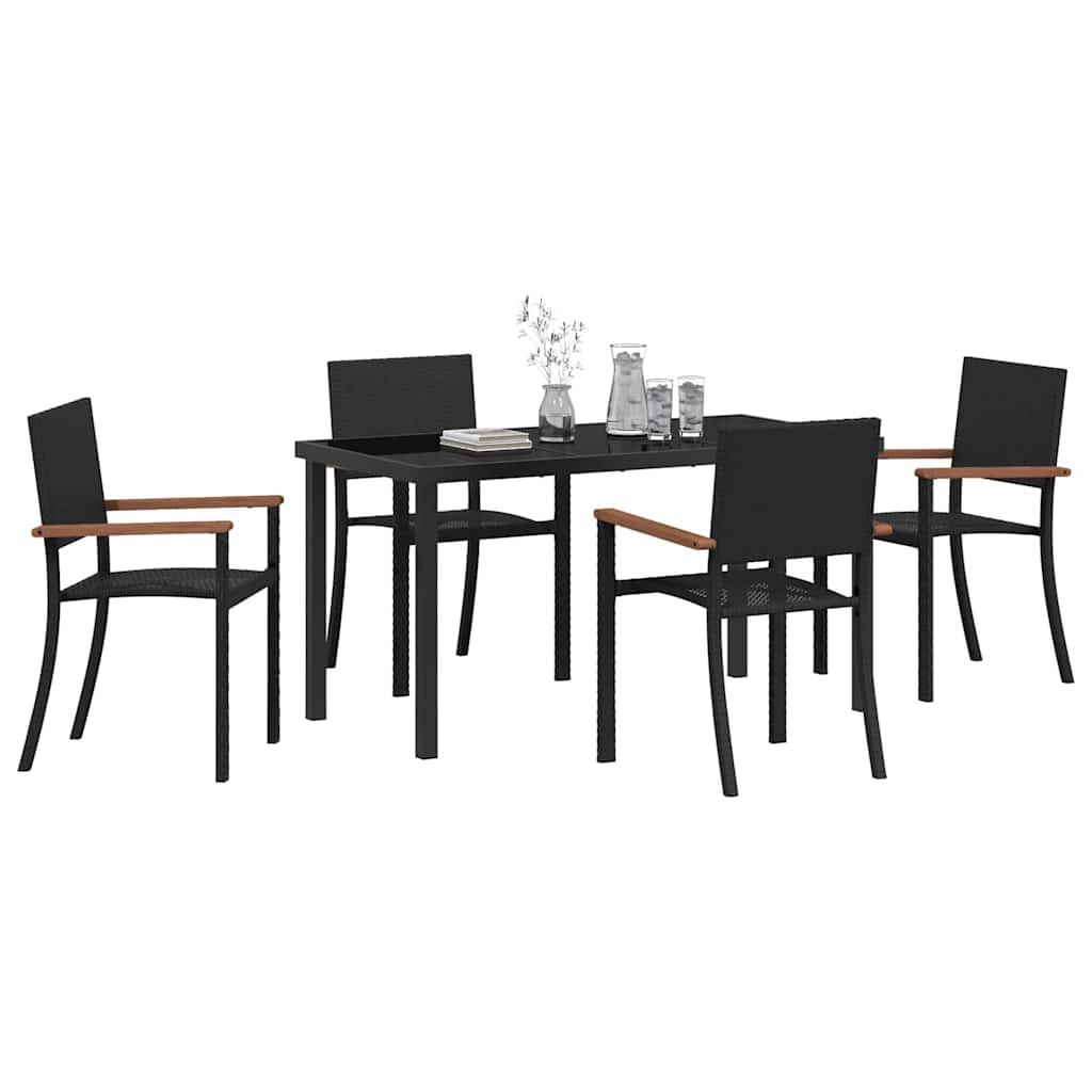 Hage Spisegruppe 5 pcs Svart Pulverlakkert stål