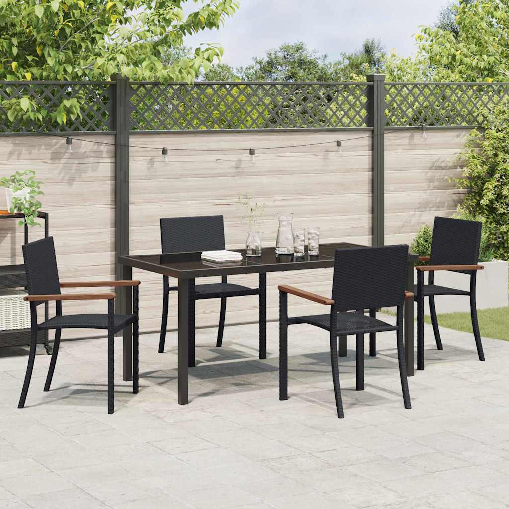 Hage Spisegruppe 5 pcs Svart Pulverlakkert stål