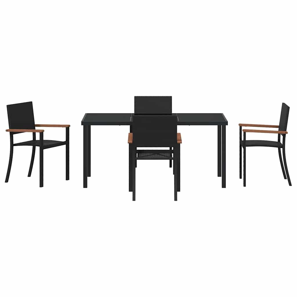 Hage Spisegruppe 5 pcs Svart Pulverlakkert stål