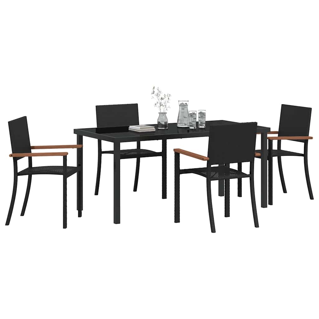 Hage Spisegruppe 5 pcs Svart Pulverlakkert stål