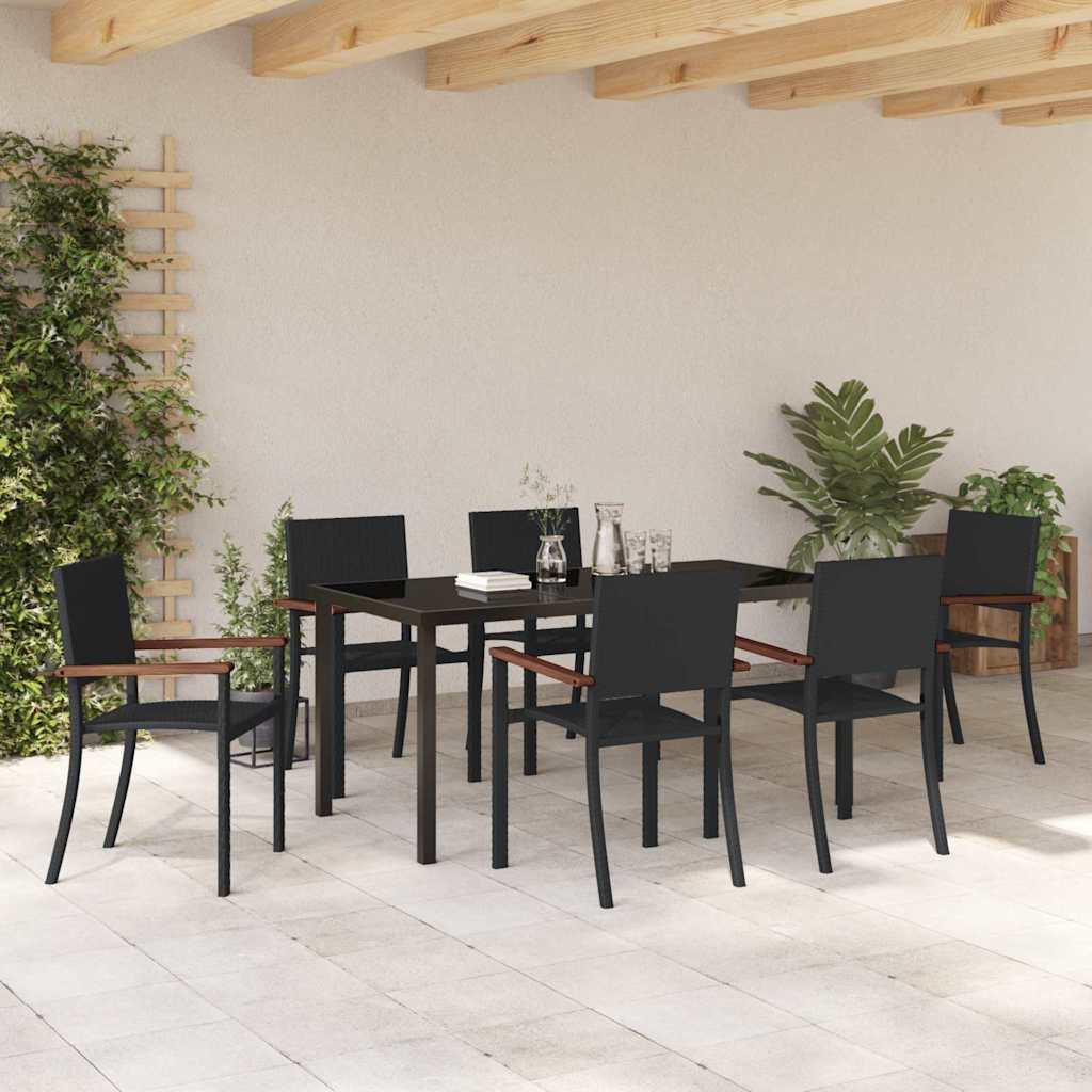Hage Spisegruppe 7 pcs Svart Pulverlakkert stål