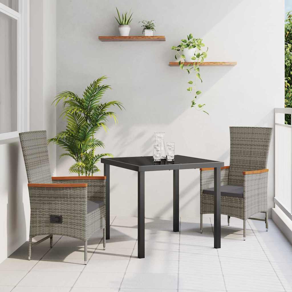 Hage Spisegruppe med pute 3 pcs Grå polyrotting