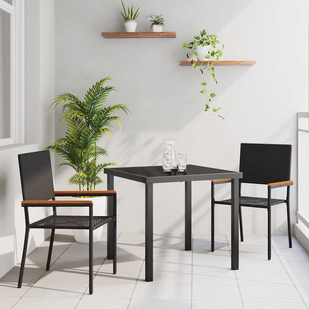 Hage Spisegruppe med pute 3 pcs Svart polyrotting