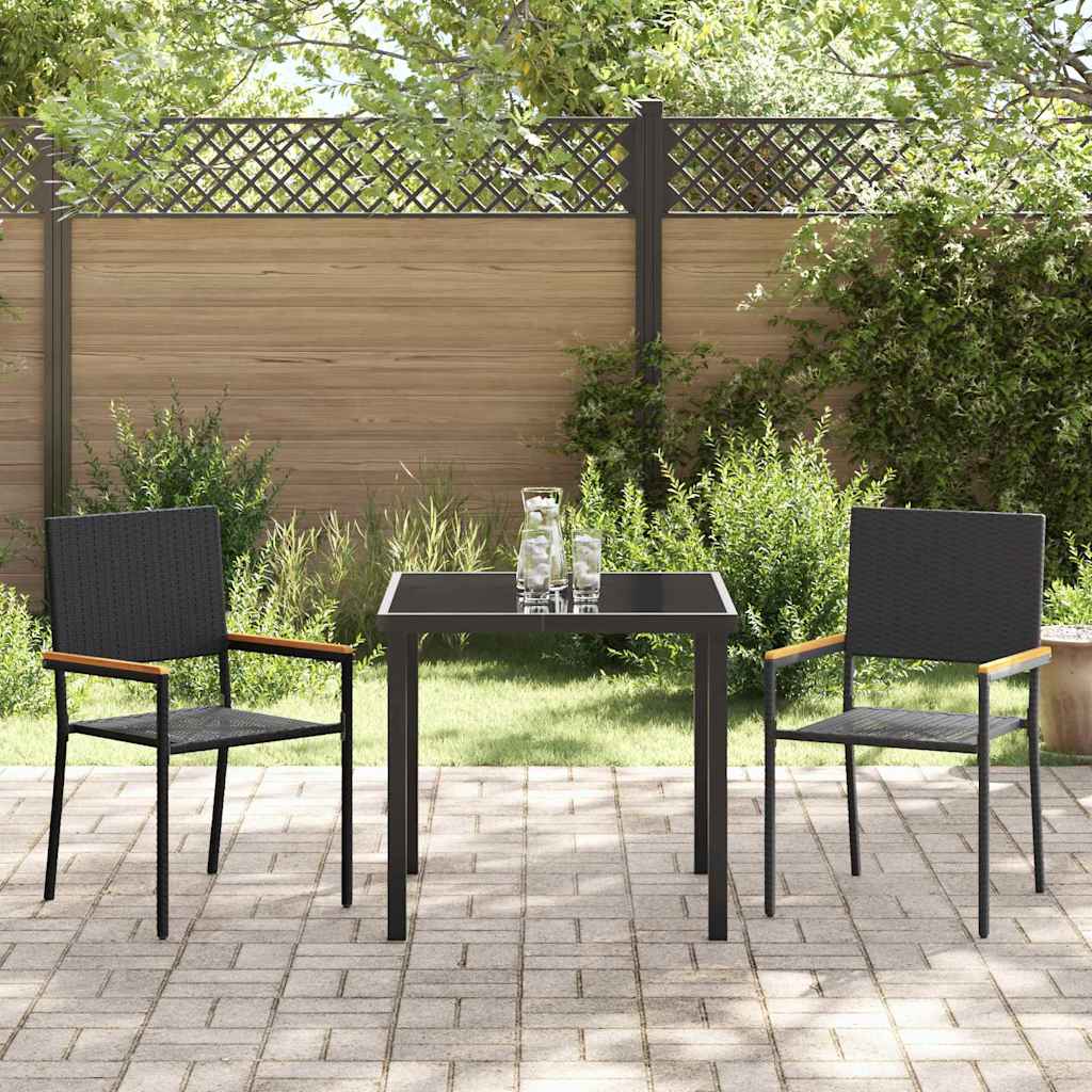 Hage Spisegruppe med pute 3 pcs Svart polyrotting