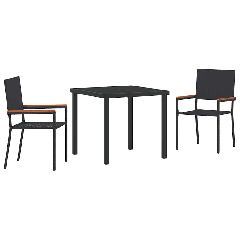Hage Spisegruppe med pute 3 pcs Svart polyrotting