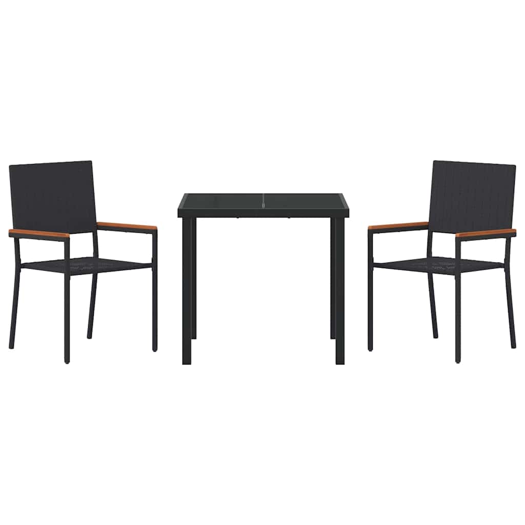 Hage Spisegruppe med pute 3 pcs Svart polyrotting