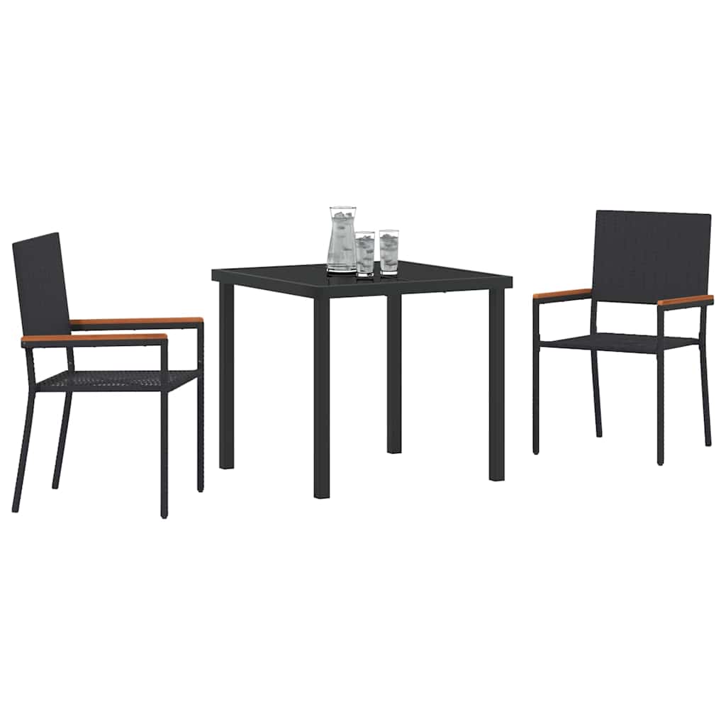 Hage Spisegruppe med pute 3 pcs Svart polyrotting