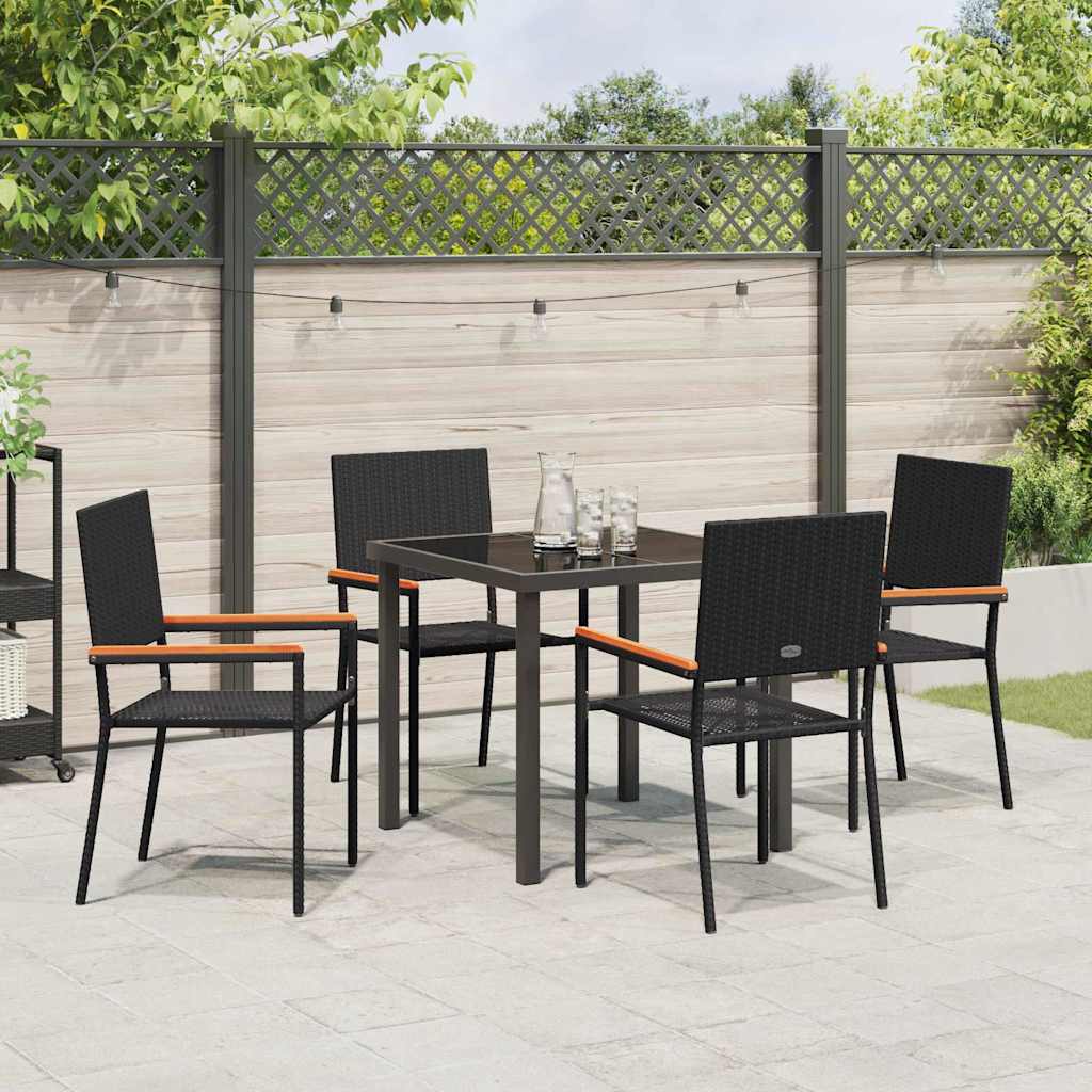 Hage Spisegruppe med pute 5 pcs Svart polyrotting