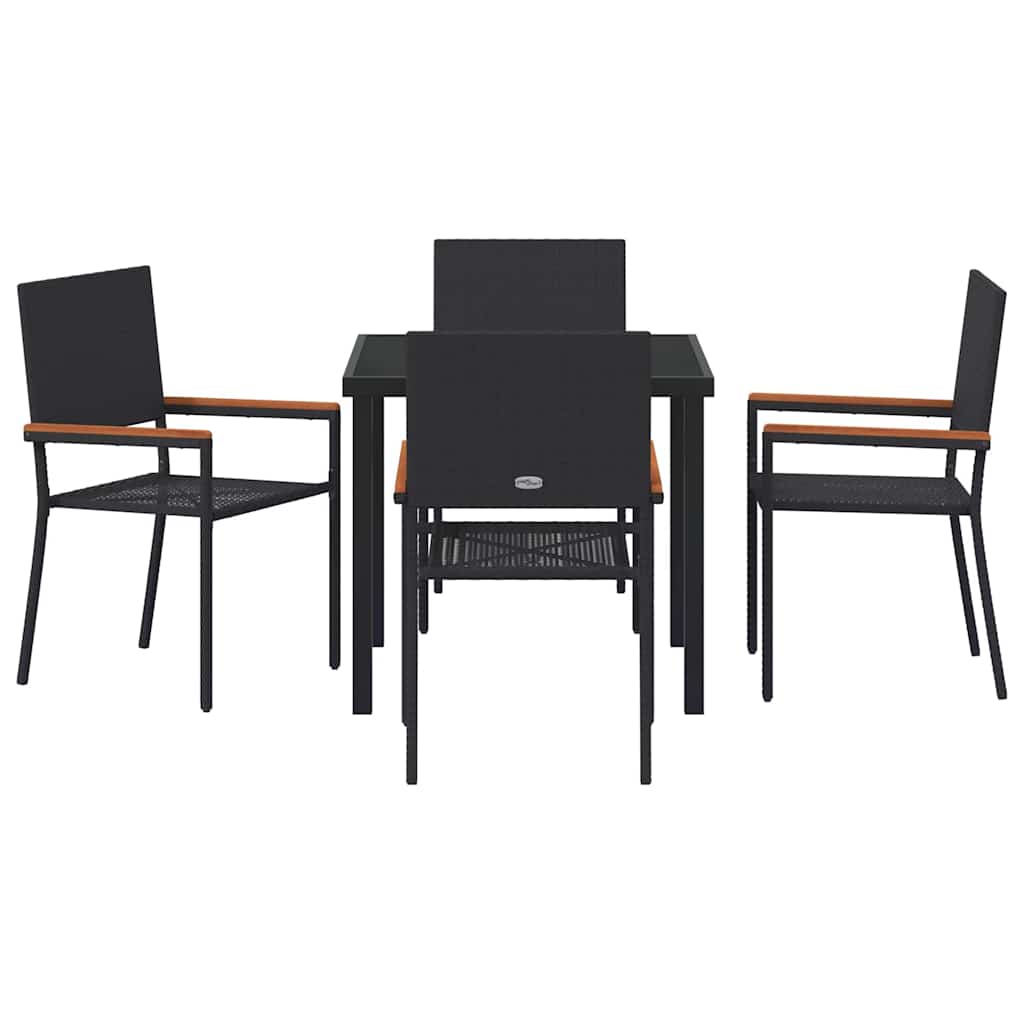 Hage Spisegruppe med pute 5 pcs Svart polyrotting