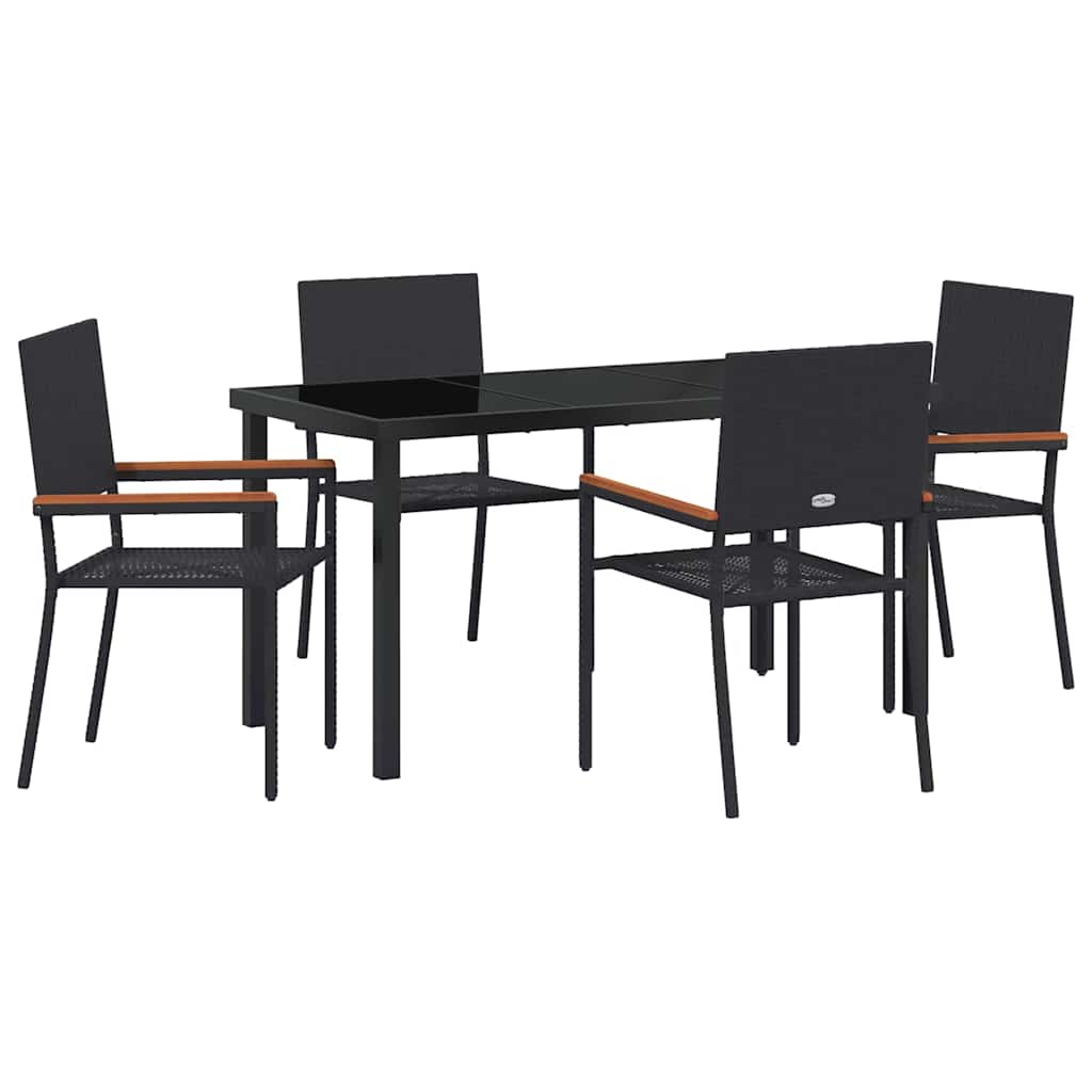 Hage Spisegruppe med pute 5 pcs Svart polyrotting