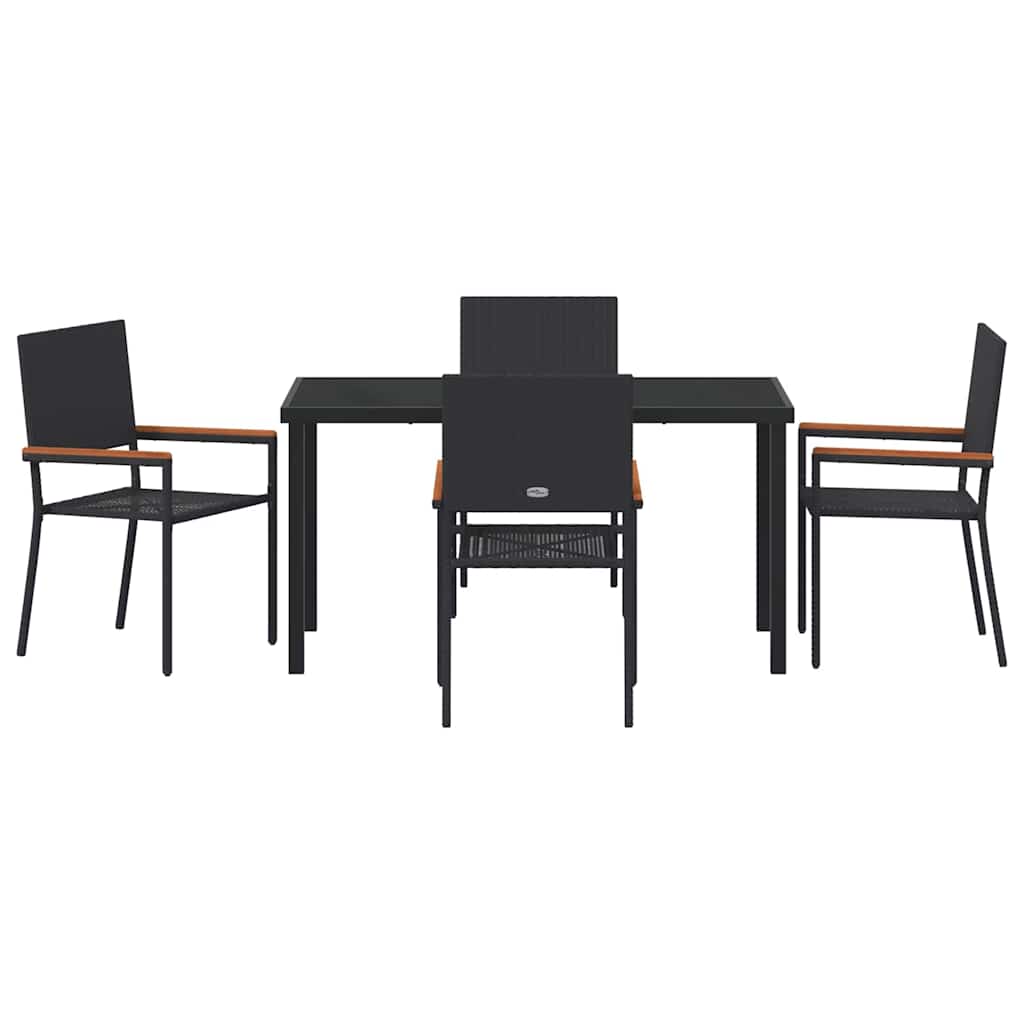 Hage Spisegruppe med pute 5 pcs Svart polyrotting