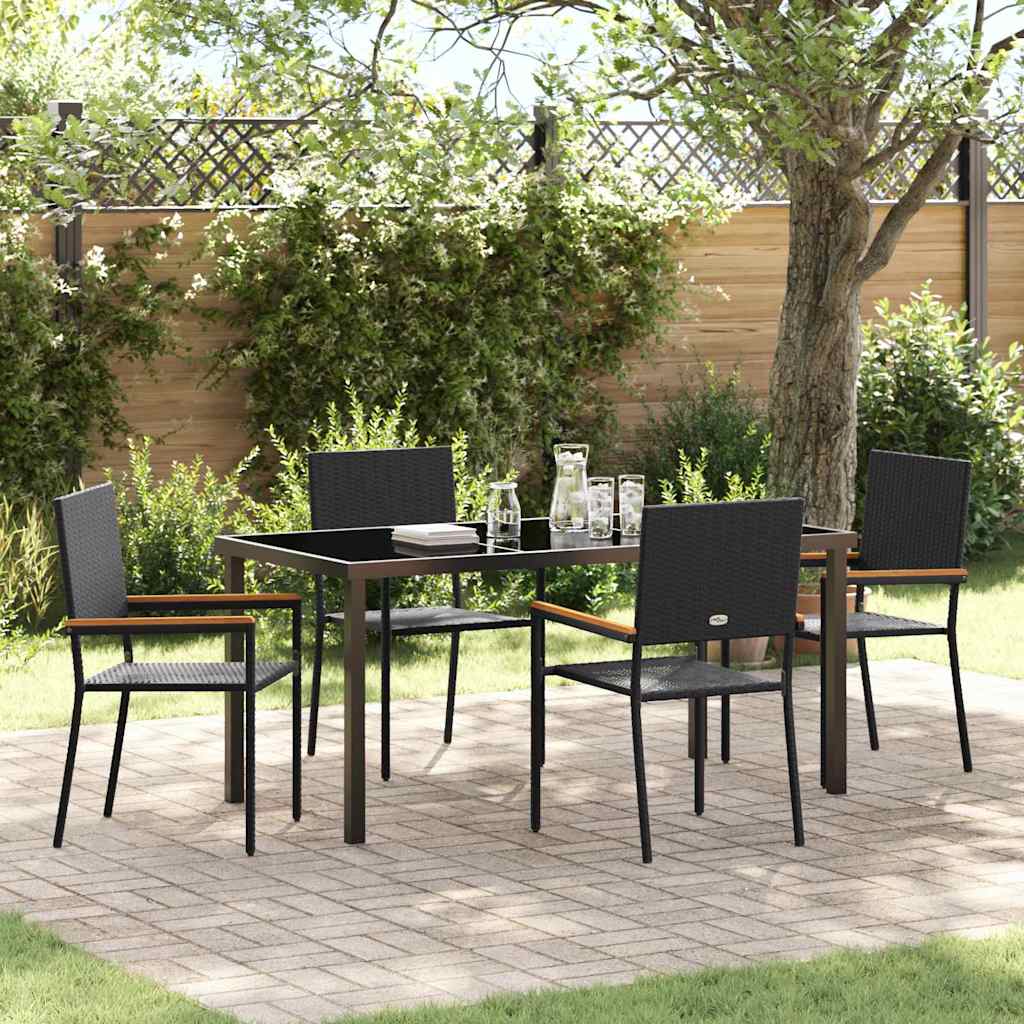 Hage Spisegruppe med pute 5 pcs Svart polyrotting