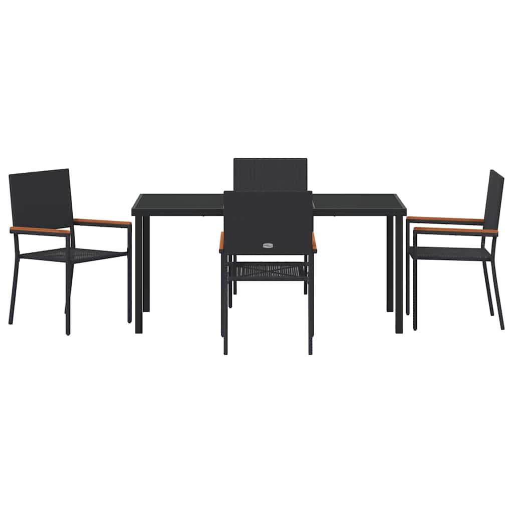 Hage Spisegruppe med pute 5 pcs Svart polyrotting