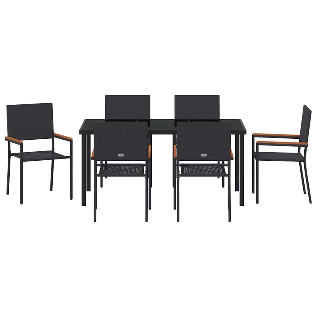 Hage Spisegruppe med pute 7 pcs Svart polyrotting