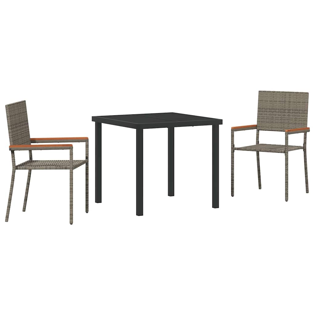 Hage Spisegruppe med pute 3 pcs Grå polyrotting