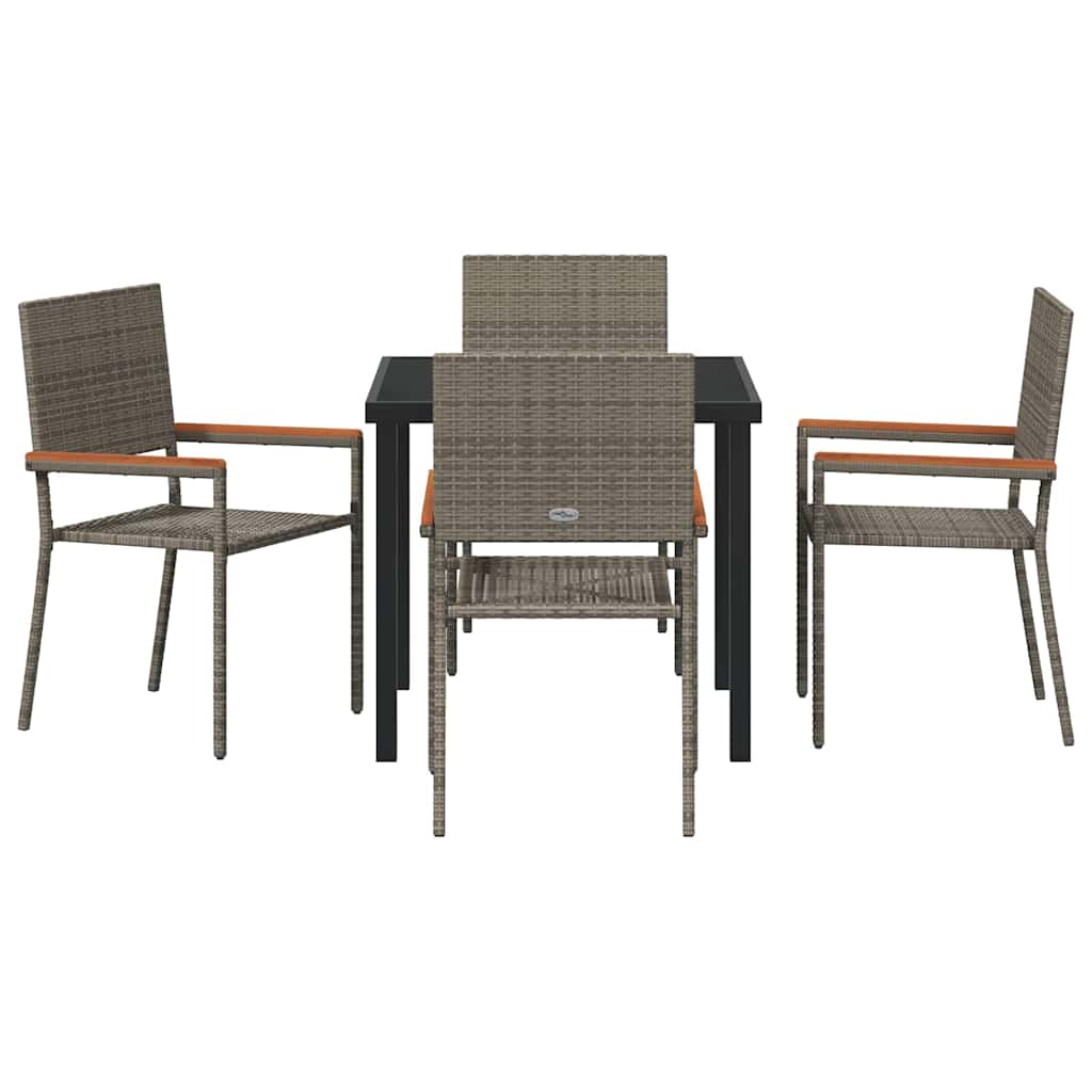 Hage Spisegruppe med pute 5 pcs Grå polyrotting