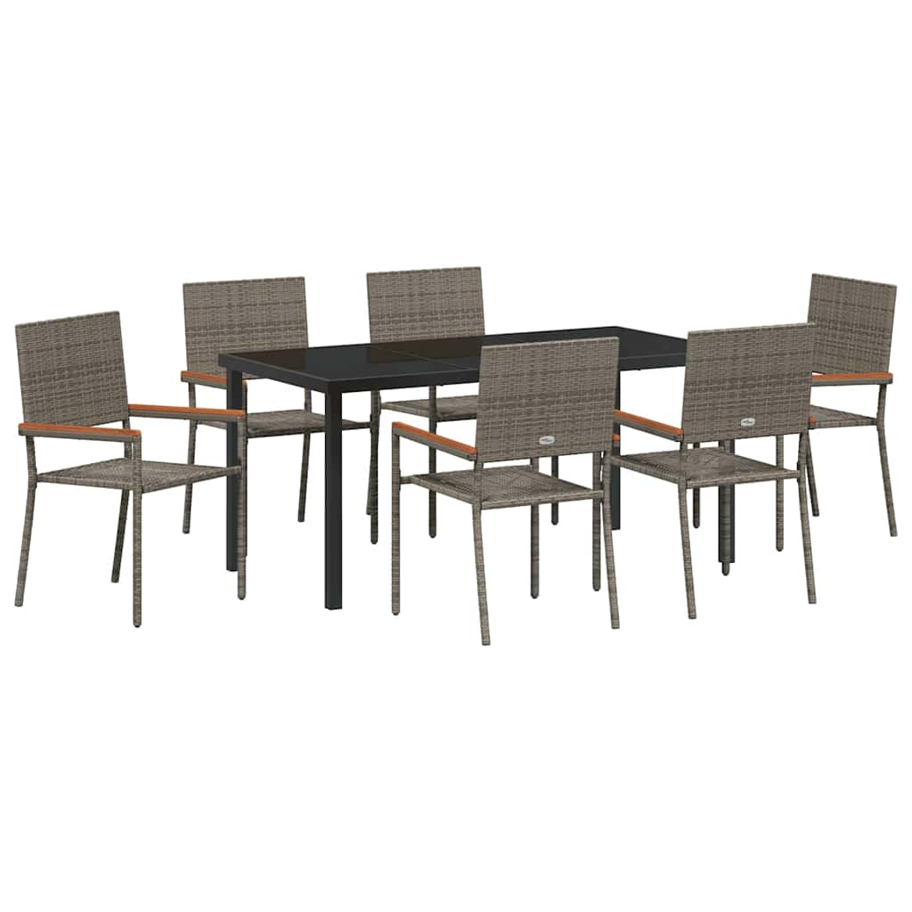 Hage Spisegruppe med pute 7 pcs Grå polyrotting