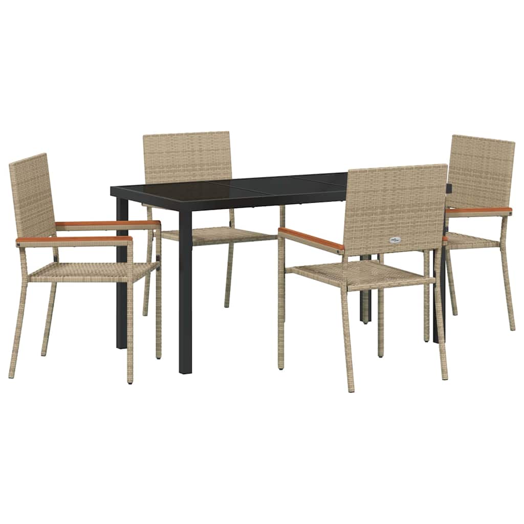 Hage Spisegruppe med pute 5 pcs Beige polyrotting