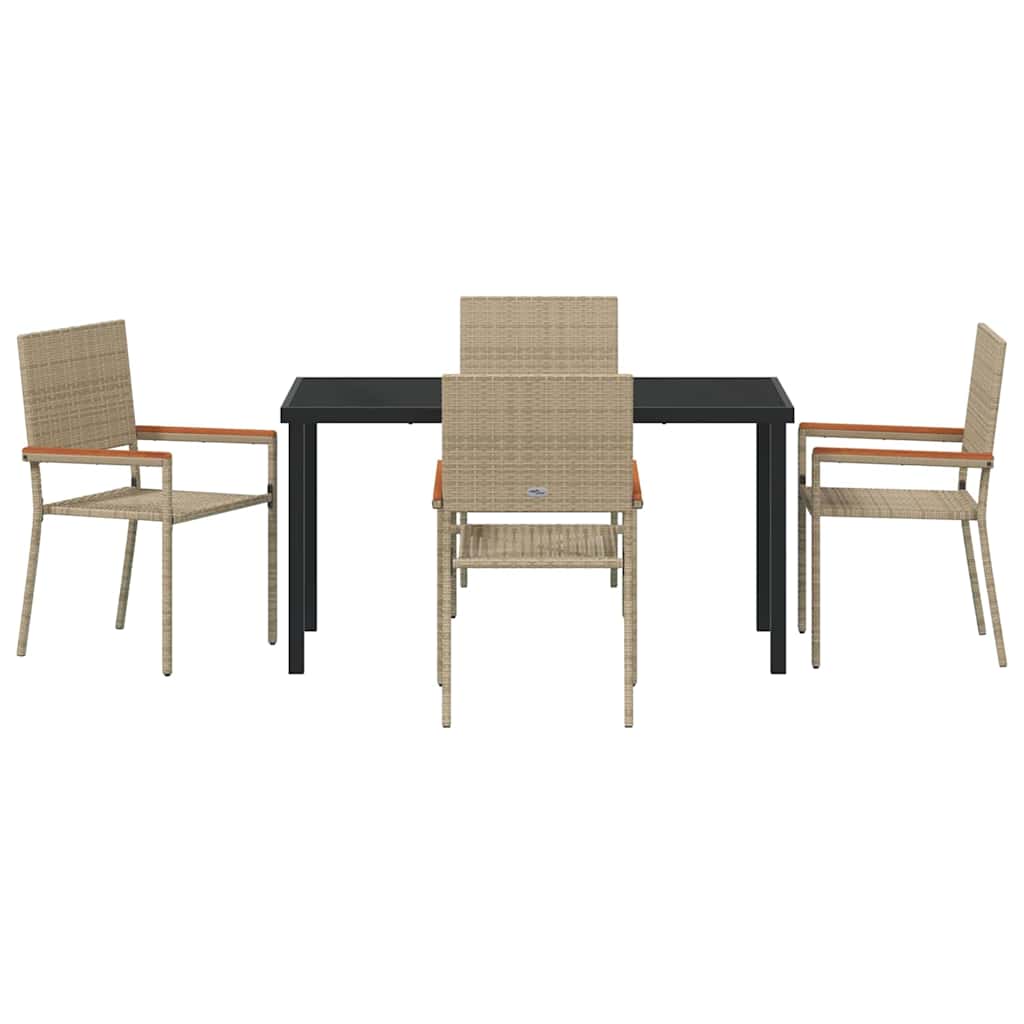 Hage Spisegruppe med pute 5 pcs Beige polyrotting