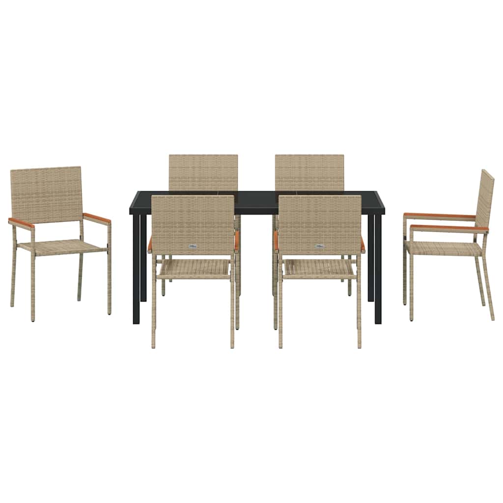 Hage Spisegruppe med pute 7 pcs Beige polyrotting