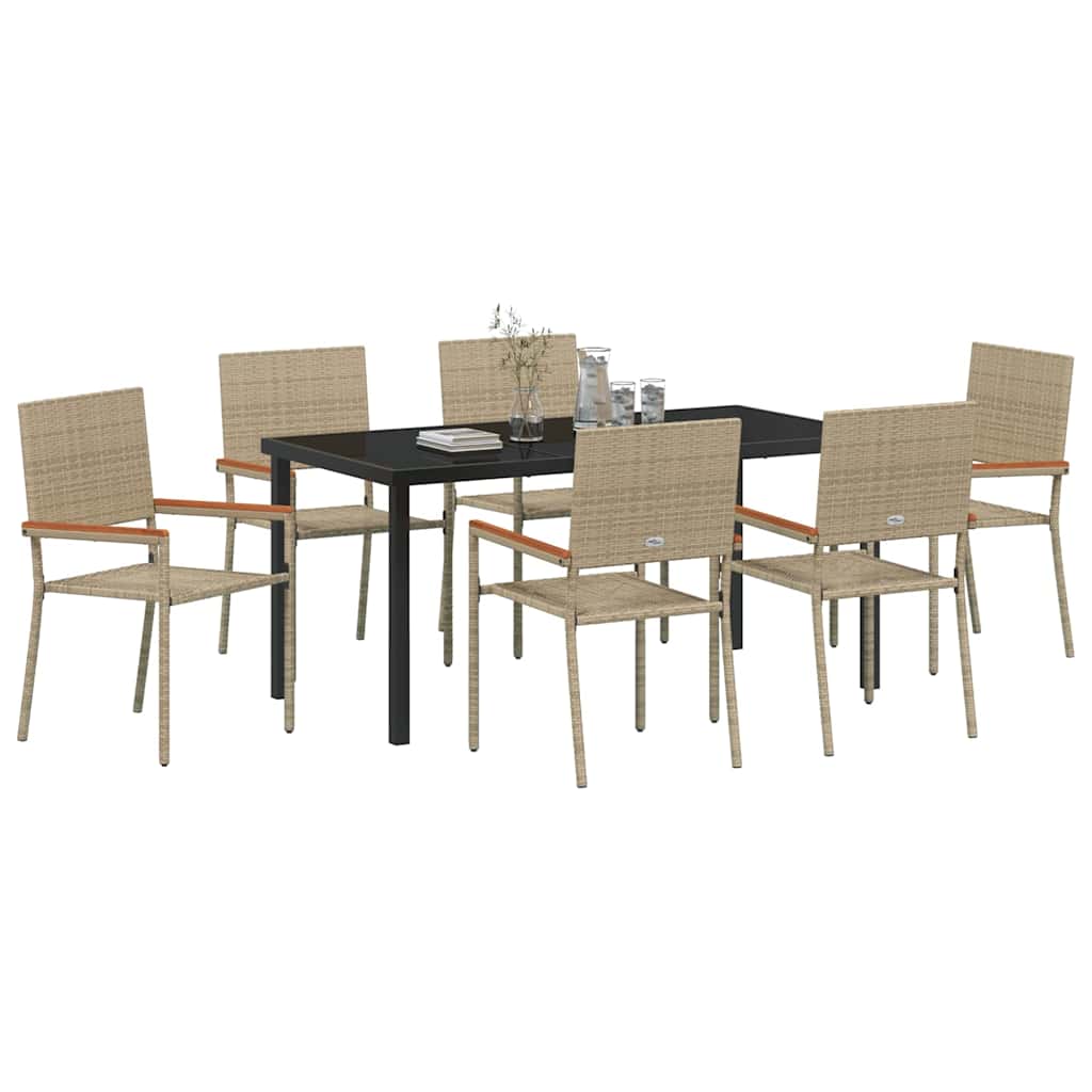 Hage Spisegruppe med pute 7 pcs Beige polyrotting