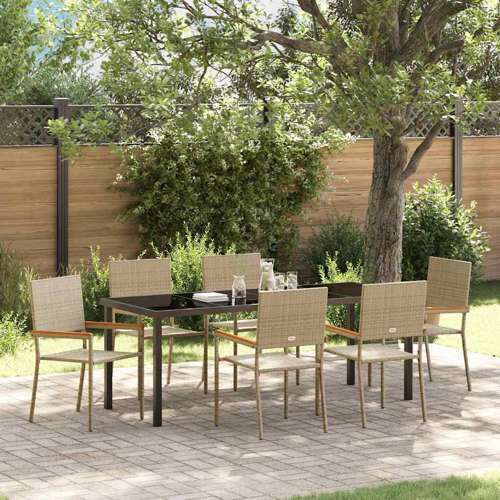 Hage Spisegruppe med pute 7 pcs Beige polyrotting