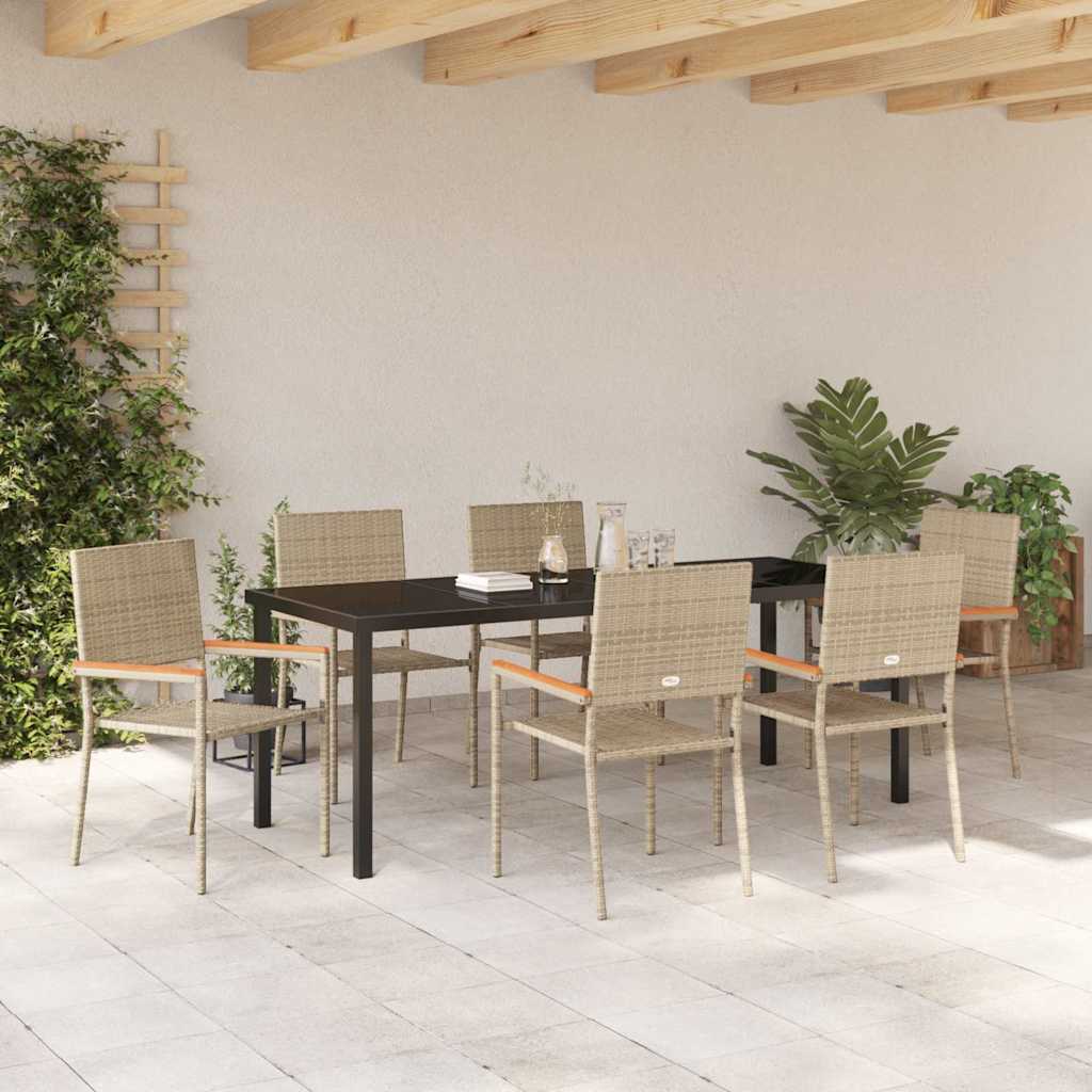 Hage Spisegruppe med pute 7 pcs Beige polyrotting