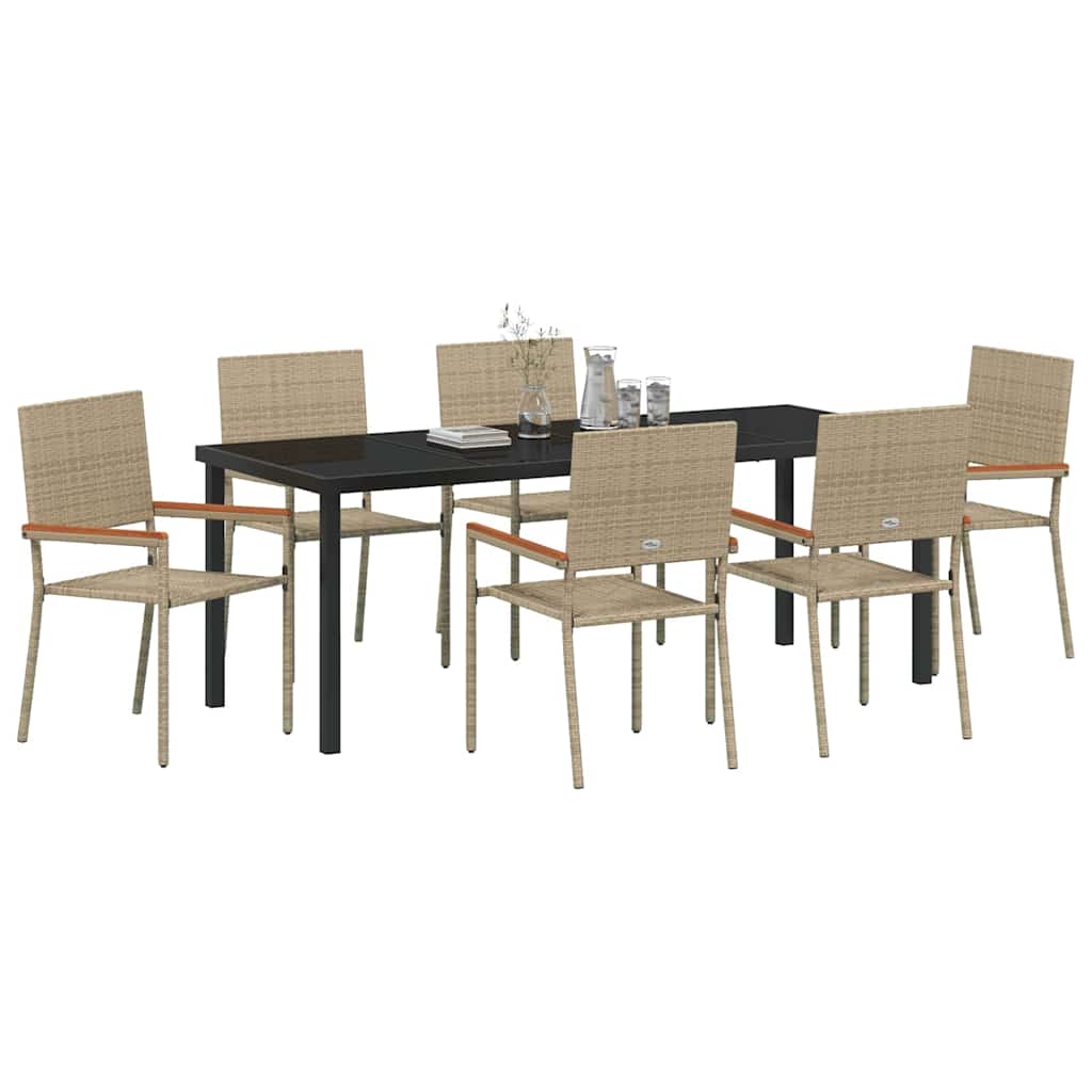 Hage Spisegruppe med pute 7 pcs Beige polyrotting