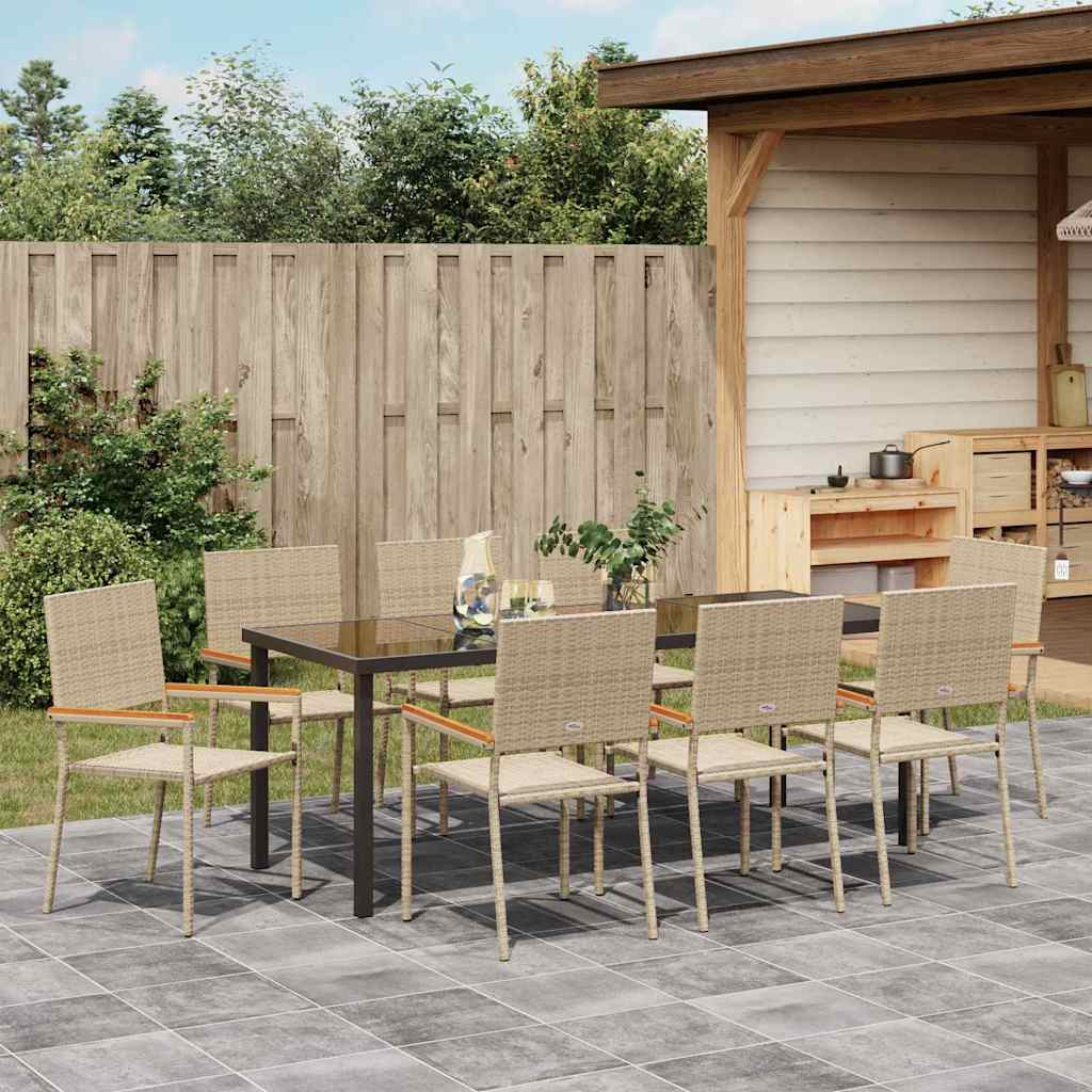 Hage Spisegruppe med pute 9 pcs Beige polyrotting