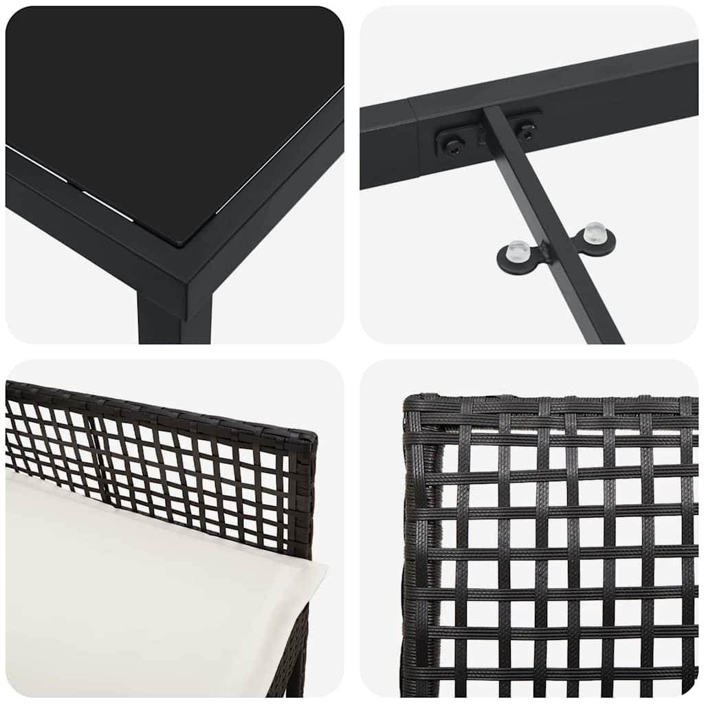 Hage Spisegruppe med pute 3 pcs Svart Poly rattan