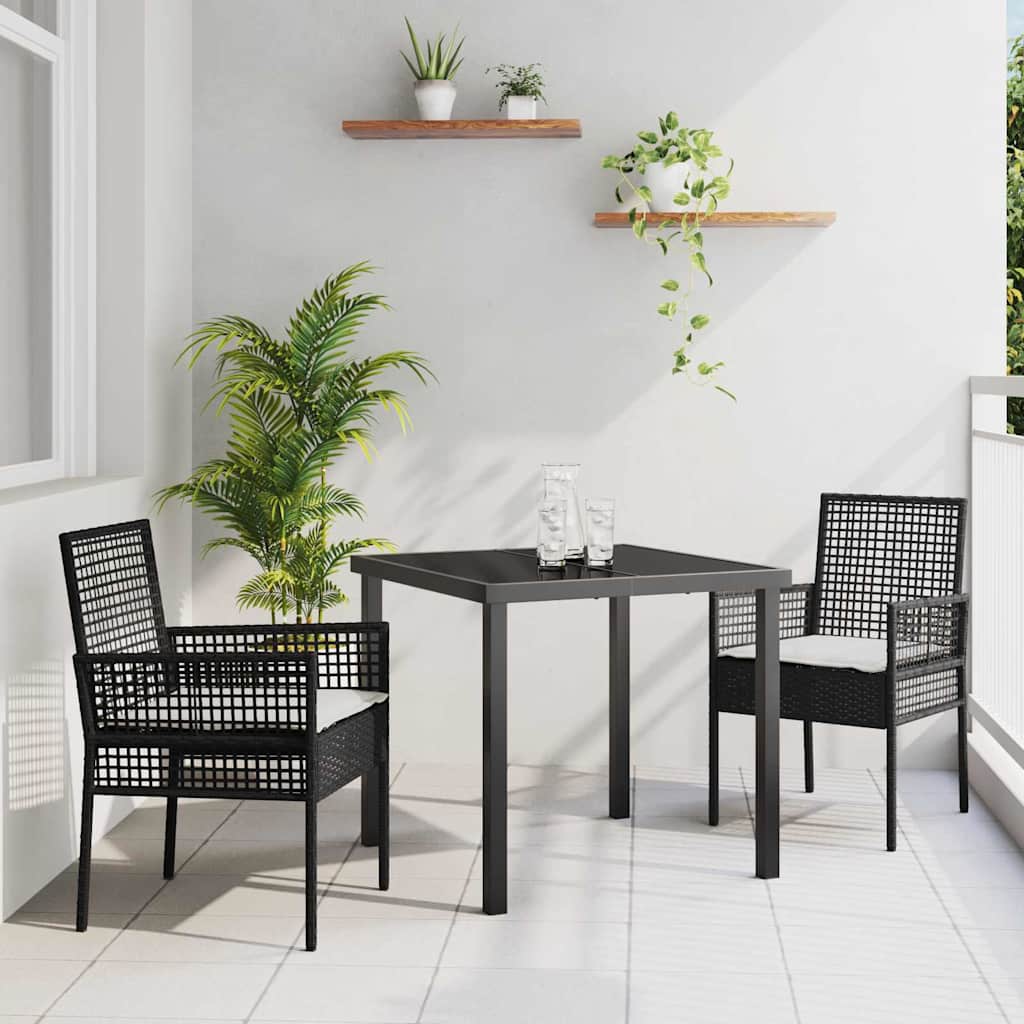 Hage Spisegruppe med pute 3 pcs Svart Poly rattan