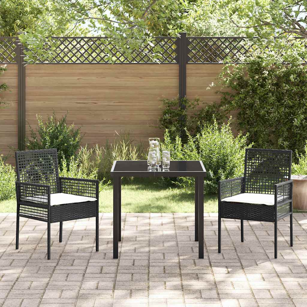 Hage Spisegruppe med pute 3 pcs Svart Poly rattan