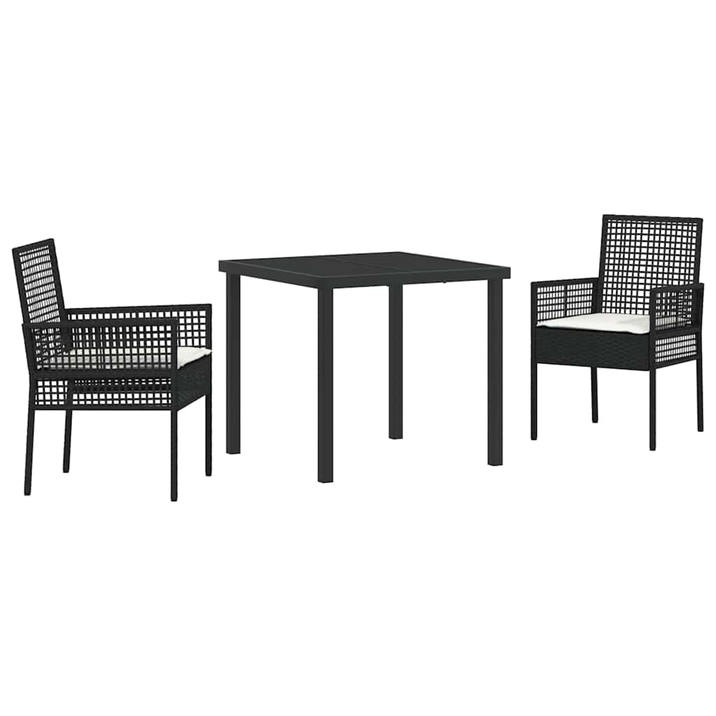 Hage Spisegruppe med pute 3 pcs Svart Poly rattan