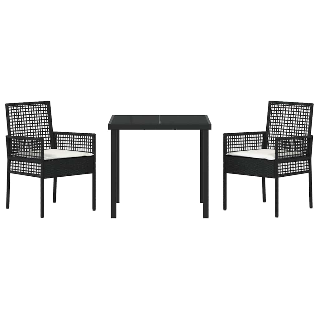 Hage Spisegruppe med pute 3 pcs Svart Poly rattan