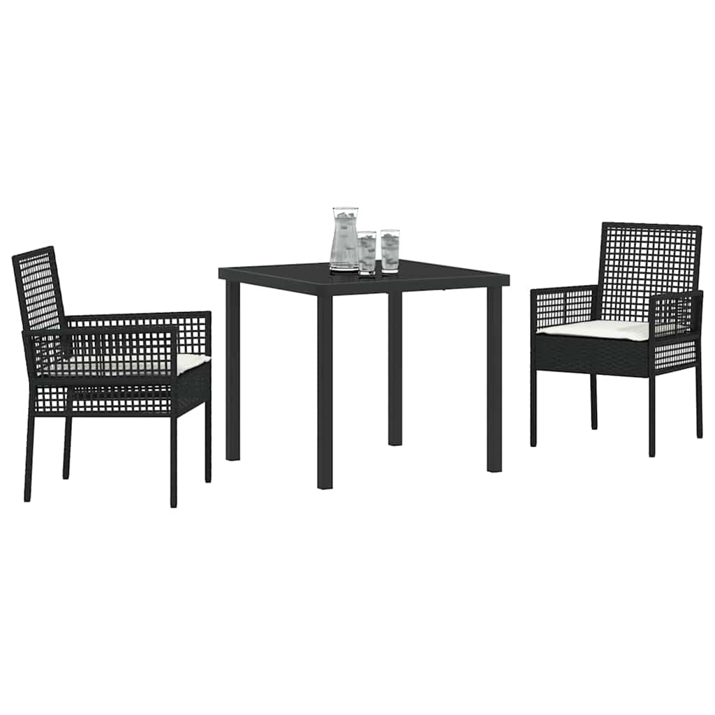 Hage Spisegruppe med pute 3 pcs Svart Poly rattan
