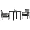 Hage Spisegruppe med pute 3 pcs Svart Poly rattan