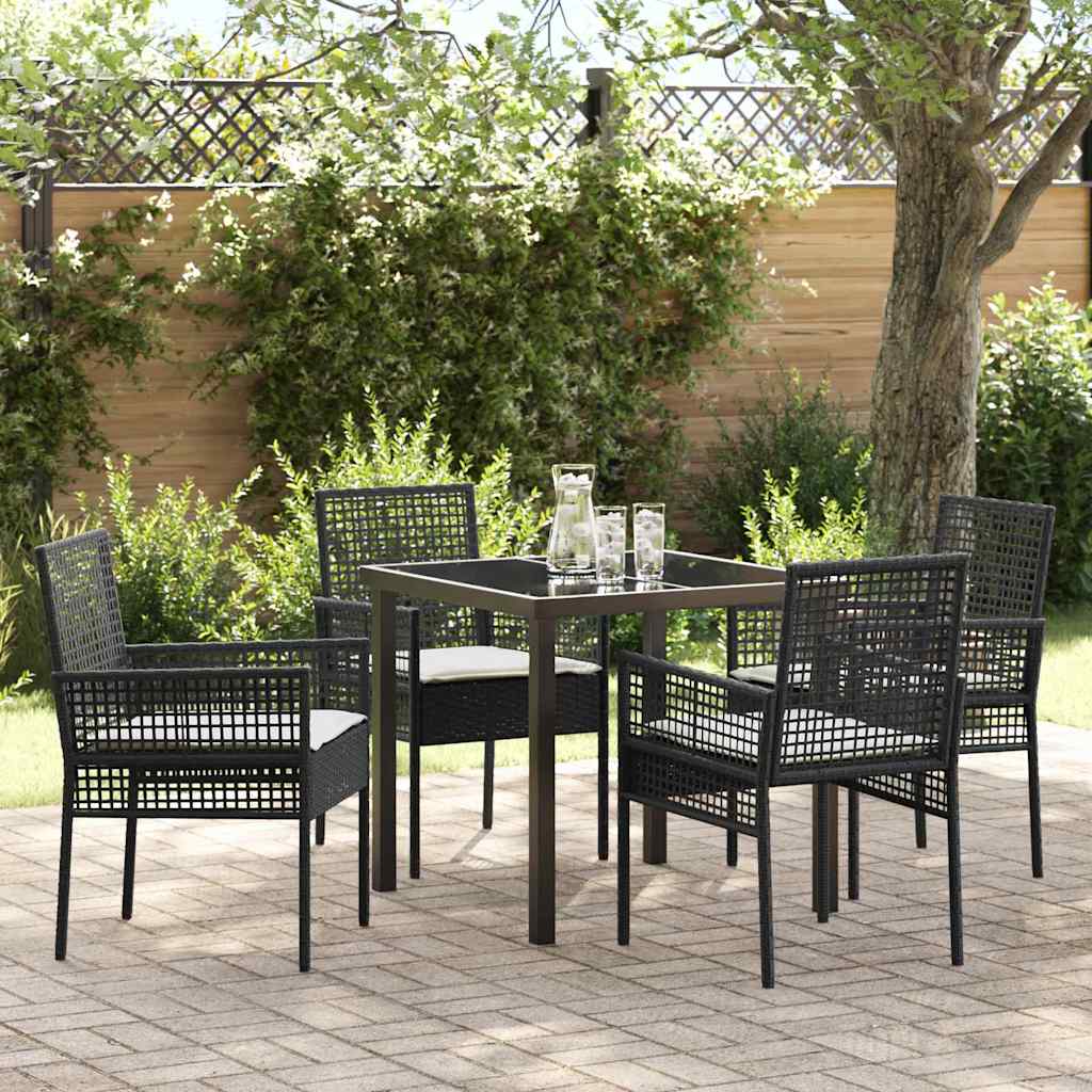 Hage Spisegruppe med pute 5 pcs Svart Poly rattan