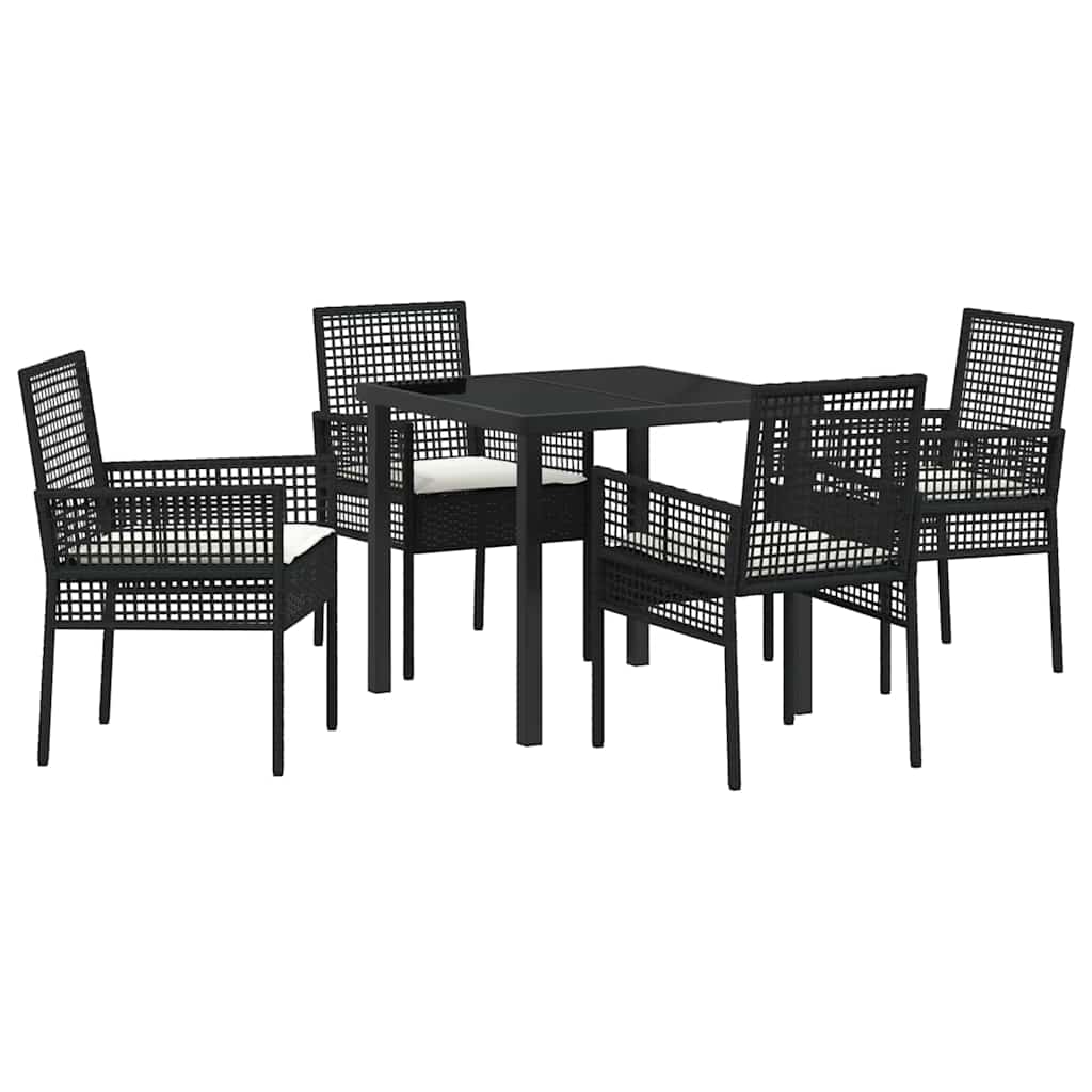 Hage Spisegruppe med pute 5 pcs Svart Poly rattan