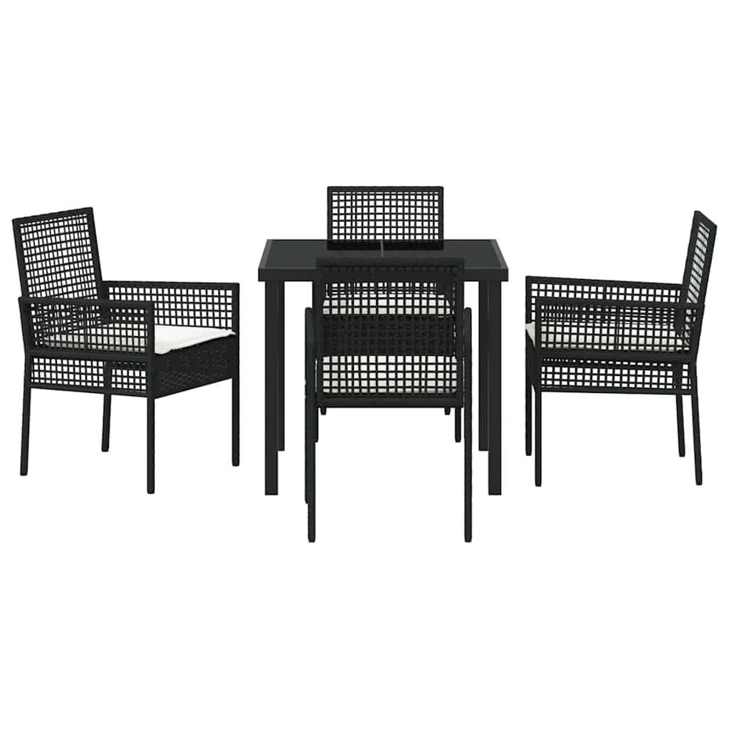 Hage Spisegruppe med pute 5 pcs Svart Poly rattan