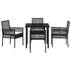 Hage Spisegruppe med pute 5 pcs Svart Poly rattan