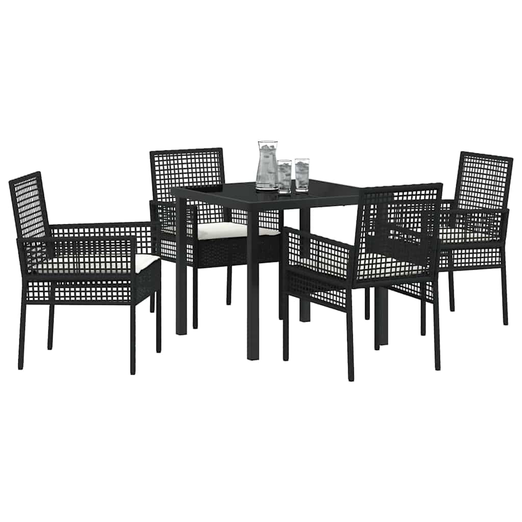 Hage Spisegruppe med pute 5 pcs Svart Poly rattan