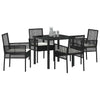 Hage Spisegruppe med pute 5 pcs Svart Poly rattan